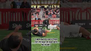 2 men knocks each other out on head on head with no helmet #fyp #foryou #trending #explore #football