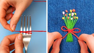 Proyectos creativos de bricolaje usando telas y hilos reciclados