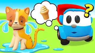 How to save ice cream? Leo the truck builds a truck with a refrigerator for all his friends!