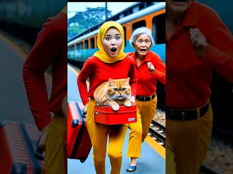 Animasi Riska Vlog Nenek Kucing Oren Lucu Berlarian Mengejar Kereta Api Tut Tut Tut