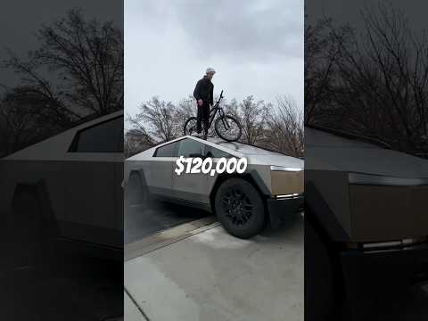 Cybertruck VS Mtn Bike 😳 thx for the ride @supercar_ron 🤣