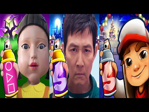 Subway Surfers Winter Wonderland Snowy vs Squid Game 2 Doll vs Seong Gi-Hun Player 456 Gameplay HD