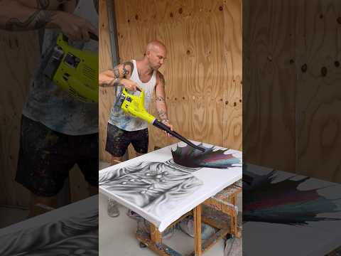 Ashvin Harrison #Artist blowing off an astronaut head with leaf blower ?- out of space! #painting