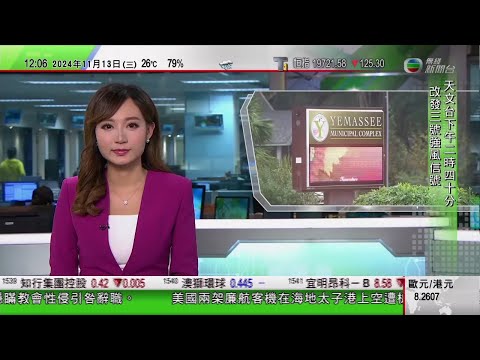 TVB午間新聞｜美國南卡州實驗室猴子集體逃脫 暫捕獲32隻有11隻下落不明｜天舟八號貨運飛船將擇機發射升空 首次搭載月壤磚作實驗｜消息指城巴申請加價近一成｜20241113 香港新聞 TVB News