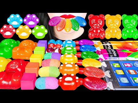 ASMR RAINBOW DESSERTS EDIBLE iPHONE 무지개 디저트, 먹는 아이폰, 고양이 코하쿠토, 동결건조 캔디 물고기 꿀젤리 EATING SOUNDS MUKBANG