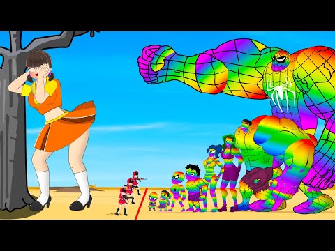 Evolution Of RAINBOW HULK & RAINBOW SPIDERMAN Playing Squid Game 2 Animation | 어몽어스 오징어 게임 2