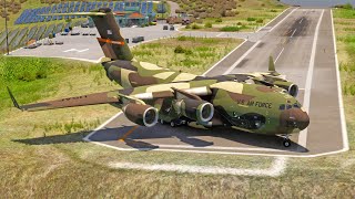 Military Giant vs Short Runway — C-17 Blasts Off!