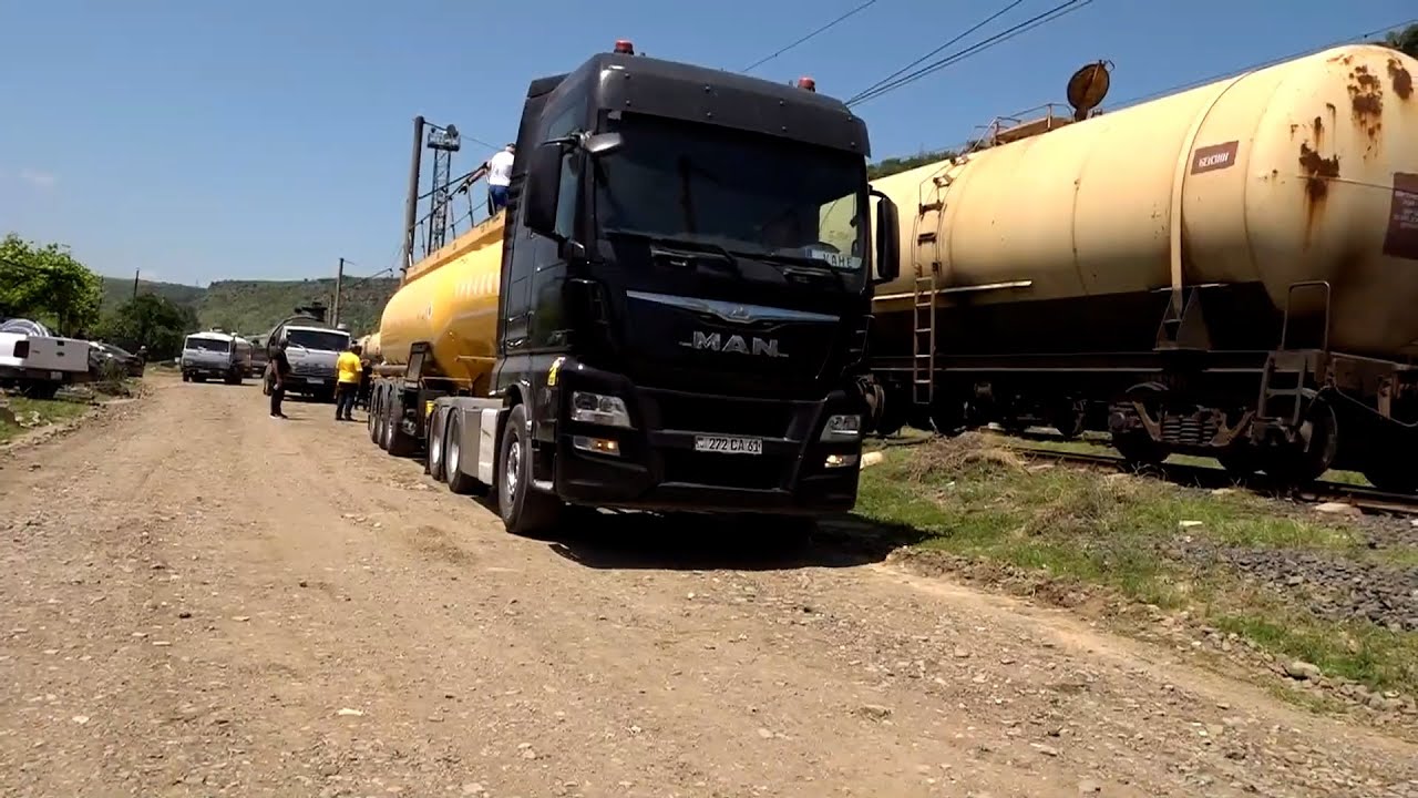 The first batch of gasoline and diesel fuel arrived in Ayrum from Georgia by rail, in the wake of disaster