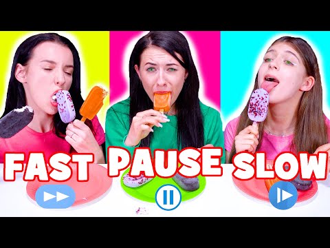 ASMR Food Challenge Fast, Pause, Slow Eating