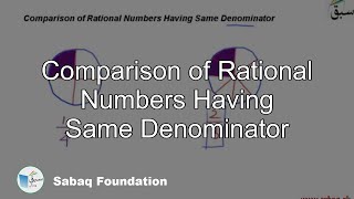 Comparison of Rational Numbers Having Same Denominator