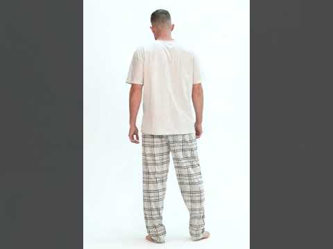 Pijama Masculino Adulto Blusa Manga Curta Lisa Calça Longa Comprida Estampada