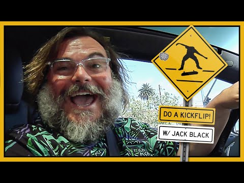 Jack Black Yells "DO A KICKFLIP!" At Skateboarders From His Car