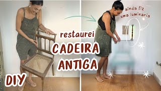 REFORMEI A CADEIRA e ainda FIZ LUMINÁRIA e QUADRO com as sobras que iriam pro lixo | FAÇA VOCÊ MESMO