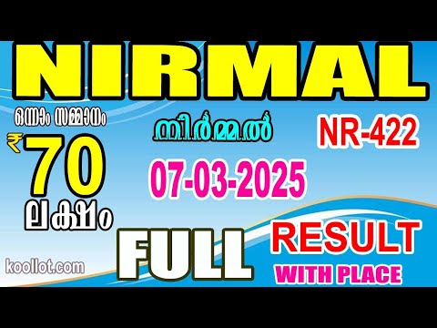 KERALA LOTTERY RESULT|FULL RESULT|nirmal bhagyakuri nr422|Kerala Lottery Result Today|todaylive