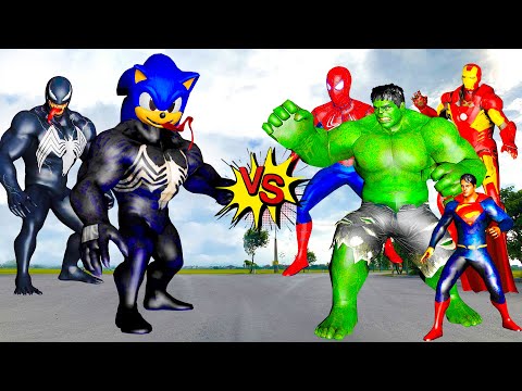 TEAM HULK, Spider-Man, IRON MAN VS TEAM SONIC VENOM - In real life