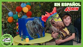 Fiesta de cumpleaños sorpresa  🥳 🎉   Videos de dinosaurios y juguetes para niños