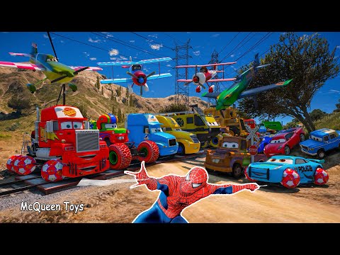 Disney Pixar Cars Lightning McQueen Mack Hauler Tow Mater Police Cruz Ramirez Car Monster Truck ASMR