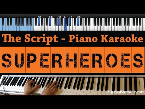 The Script – Superheroes –  LOWER Key (Piano Karaoke / Sing Along)