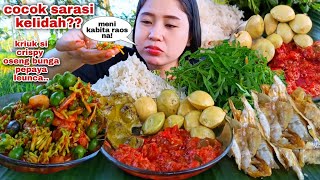 NGALIMED MASAKAN SUNDA ⁉️ IKAN ASIN KRIUK OSENG BUNGA PEPAYA LEUNCA SAMBAL TERASI LALAPAN MENTAH