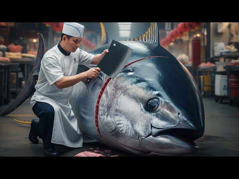 480kg Bluefin Tuna Cut With Surgical Precision Unreal Skill #bluefintuna #tunacutting #sushimaster