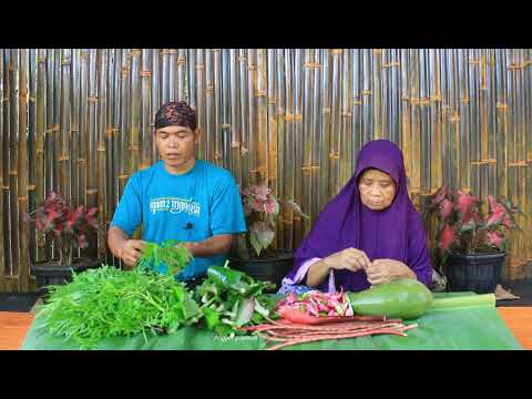 Gudangan sawah masak urap; daun kenikir,daun kencur, bunga turi merah bakwan pete