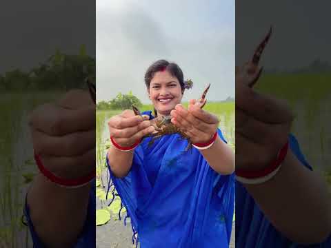 আজ বিল থেকে কাকড়া ধরে আজ কাঁকড়ার ঝাল করলাম॥Crab Recipe #cooking #villagefoodrecipe