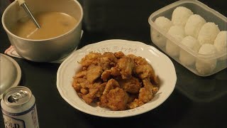 一餐一饭当思来之不易，炸鸡块喷香，炸五花肉好吃不腻