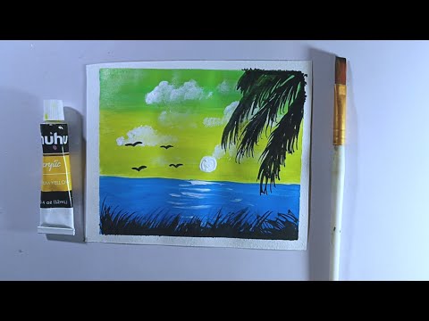 Very easy poster colour morning sky drawing /Poster colour ideas drawing 😱#watercolor