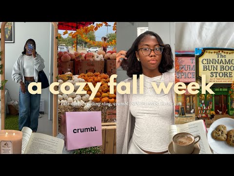 A COZY FALL WEEK IN NYC 🍂🧸  exploring cafes, reading vlog, Fright Fest & Crumbl mukbang