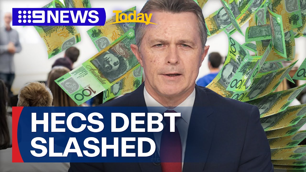 Three million Aussies to see HECS debt slashed | 9 News Australia