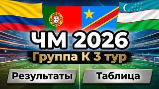 Чемпионат мира 2026 Группа К 3 тур Результаты Турнирная таблица  Колумбия, Португалия, ДР Конго 1/16