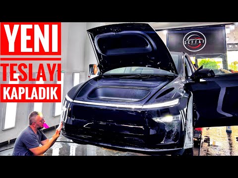 YENİ ARABAMIZ TESLAYI TAMAMEN KAPLADIK! | AMBLEM TAKTIM | FARLARI SİYAHA KAPLADIM | EĞLENCELİ VLOG