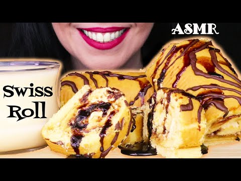 ASMR: SWISS ROLL WITH MIXED BERRY JAM & VANILLA CREAM 🍰 | No Talking Mukbang - 먹방 | Eating Sounds