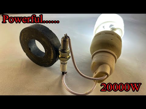 Experiment Create Free Electricity Energy 20000W With Big Magnet & Spark Plug #diy #electrical