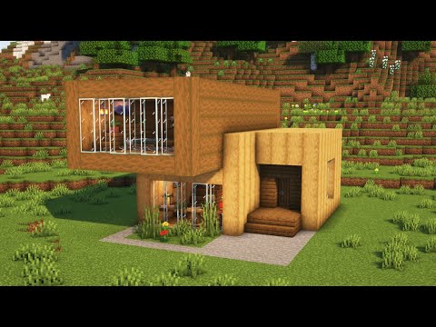 Minecraft: How to build Simple Modern Starter Oak House