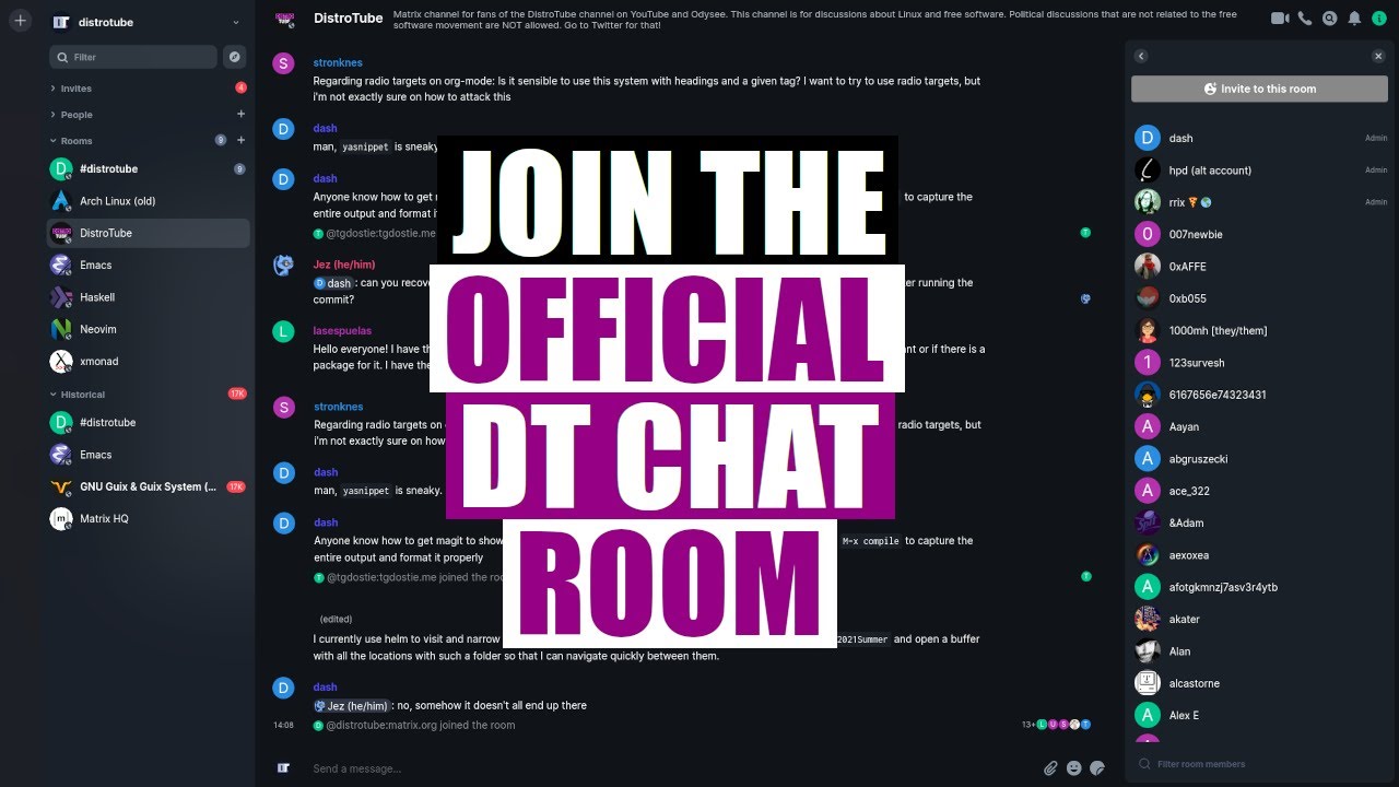 Chat About Linux And Open Source on Matrix and IRC DistroTube