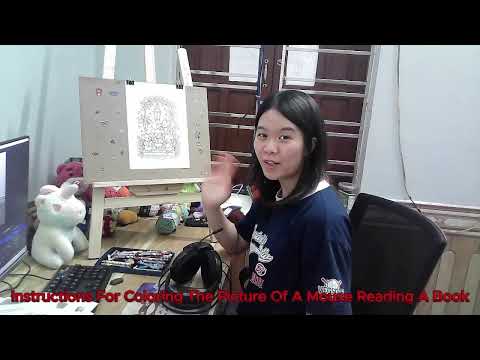instructions for coloring the picture of a mouse reading a book