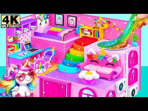 Build the Cutest Unicorn Rainbow Room Ever! 🌈🦄  DIY Miniature House