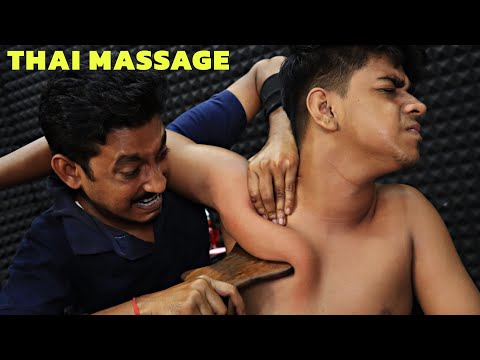 He Received Thai Massage | Deep Tissue Back Massage | Chest Massage | Neck & Spine Cracking | ASMR
