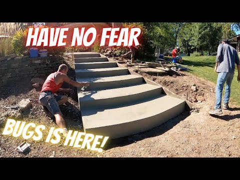 BIG concrete job! LOTS going on! Steps-Driveway-Garage-Stamped-Walks