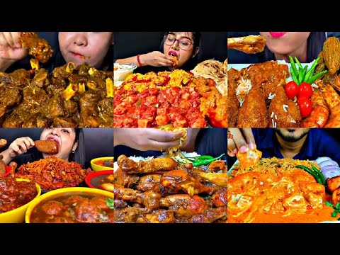 ASMR EATING SPICY CHICKEN CURRY, MUTTON CURRY, EGG CURRY | BEST INDIAN FOOD MUKBANG |Foodie India|