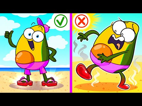 Be Careful , It’s Hot! | Beach Hacks || What Is Hidden in the Sand || Avocado Couple Live