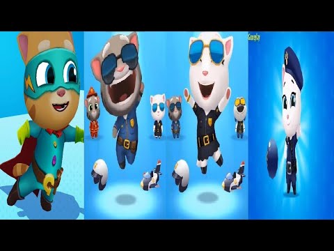 Talking Tom Gold Run VS Talking Tom Hero Dash SPLASH FORCE OFFICER TOM  AGENT ANGELA SUPER GINGER