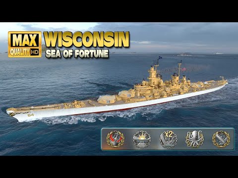 Battleship Wisconsin on map Sea of Fortune   World of Warships