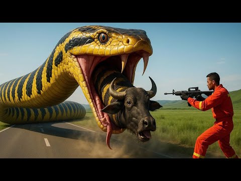 Brave heroes battle giant Komodo dragon to save autistic buffalo 🐉🐂