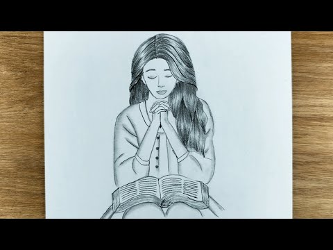 How To Draw A Girl Praying | Step By Step Drawing | Girl Drawing | Pencil Drawing very easy