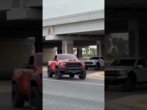 Baby TRX & Baby Raptor having some fun. #ramtrxhellcat #fordraptor #viralshort