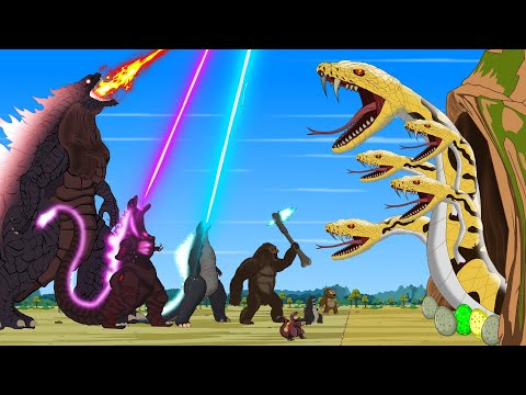 Rescue All Family GODZILLA & KONG From Evolution of Three-Headed PYTHON - FUNNY CARTOON