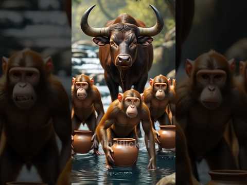 शरारती बंदरों को बैल ने सबक सिखाया #ytshorts #trending #motivation #aivideo #ytshorts