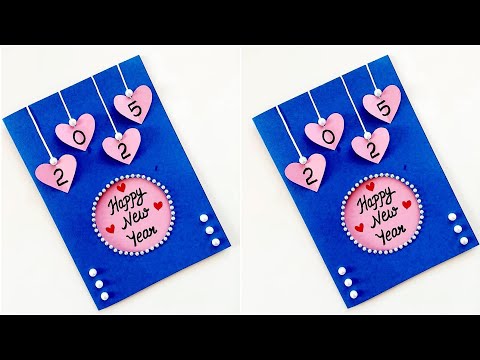 Happy New year card 2025 | DIY New Year Greeting Card  | Handmade new year card making easy idea